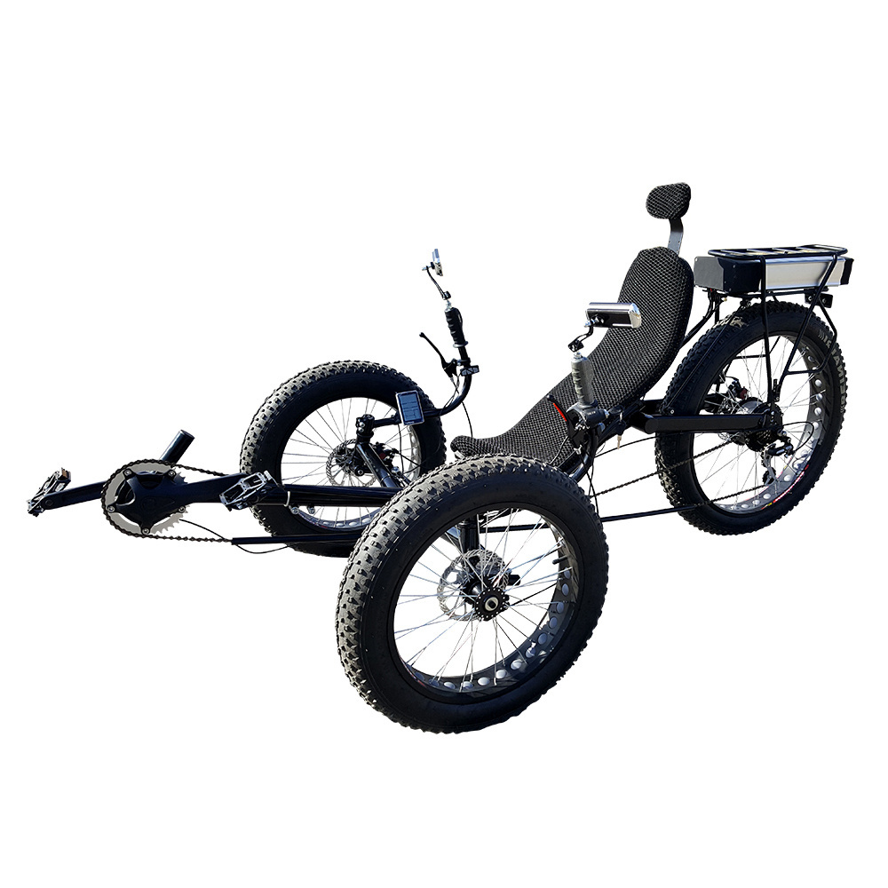 Free Shipping ZZMERCK Manufacturer 48V 500W lithium Battery 26 Inch Folding Fat Tyre Electric Recumbent Trike Sale