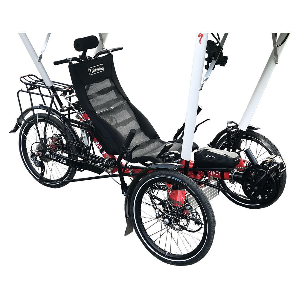 TrikExplor 500watt Rear Suspension Solar Powered Recumbent Trike with Roof