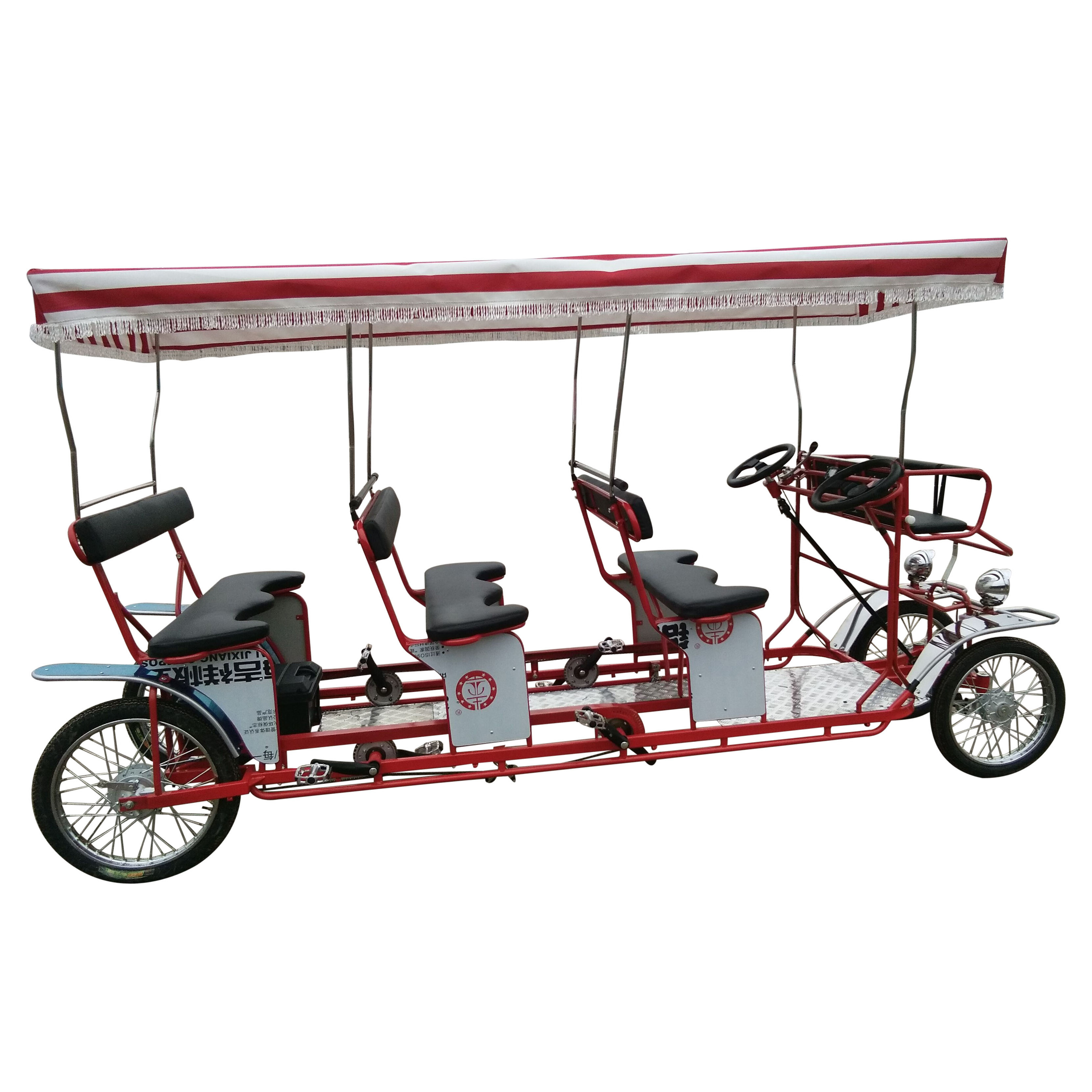 Hot Sale Family Pedal Leisure Surrey 4 Person And 6 Seat Electric Bike Four Wheel Bike For Tourists