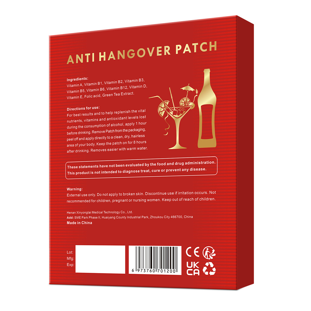 HOT!!! health care product wholesale anti hangover patch prevent headache vitamin b complex hangover patches