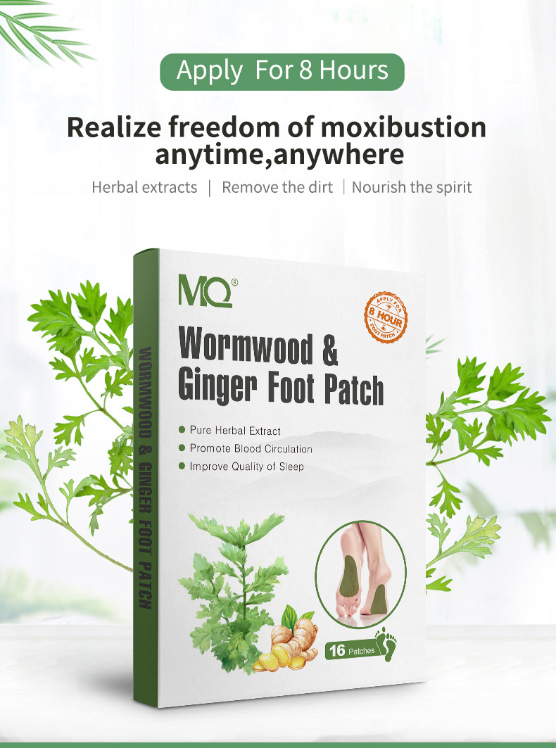 High quality wormwood ginger foot patch health care reduce moisture detox ginseng foot patches