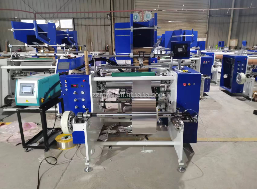 Fully Automatic Aluminium Foil Roll Rewinder Machine Aluminum Stretch Cling Film Foil Roll Rewinding Machine