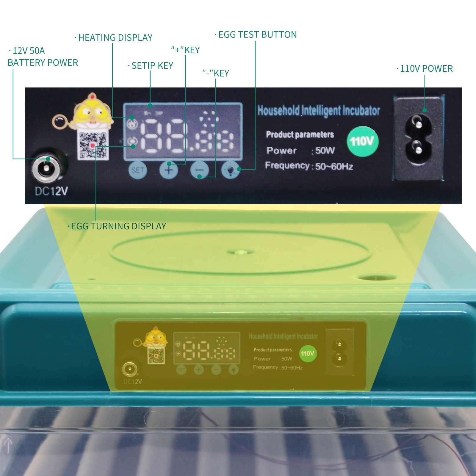 38 Eggs Incubator for Hatching Chicks Eggs Incubator Machine Fully Automatic Hatchery