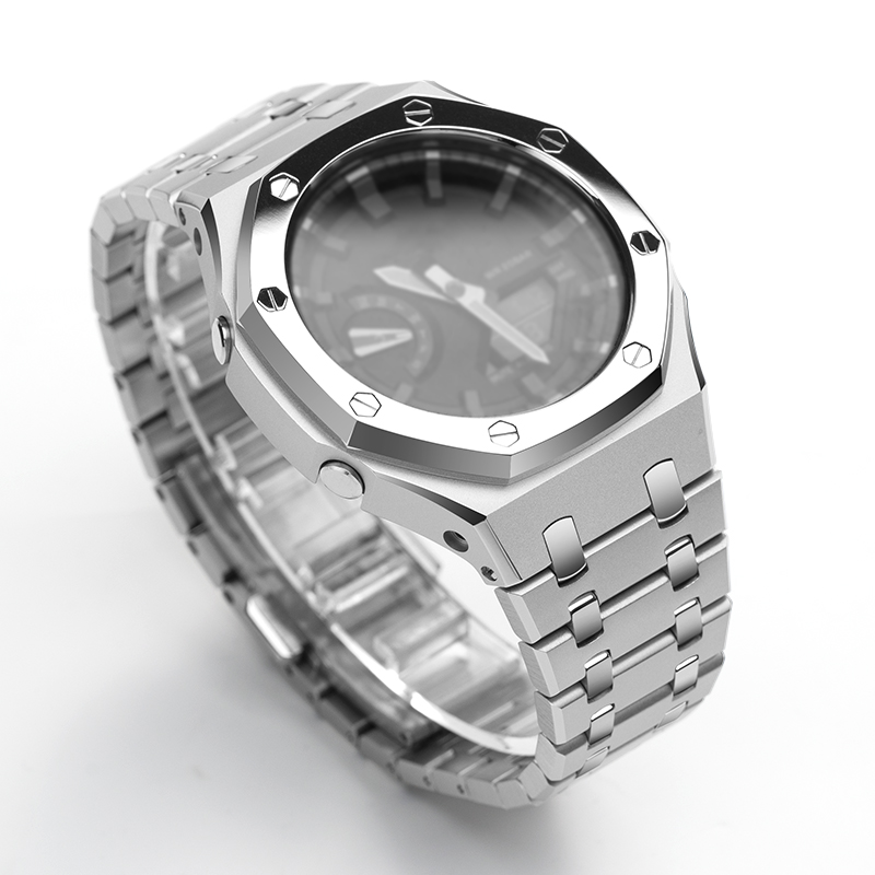 Popular sales Stainless steel case and strap with polished bezel for casiok gshock 2100 3rd watch bracelet ga2110 bracelet