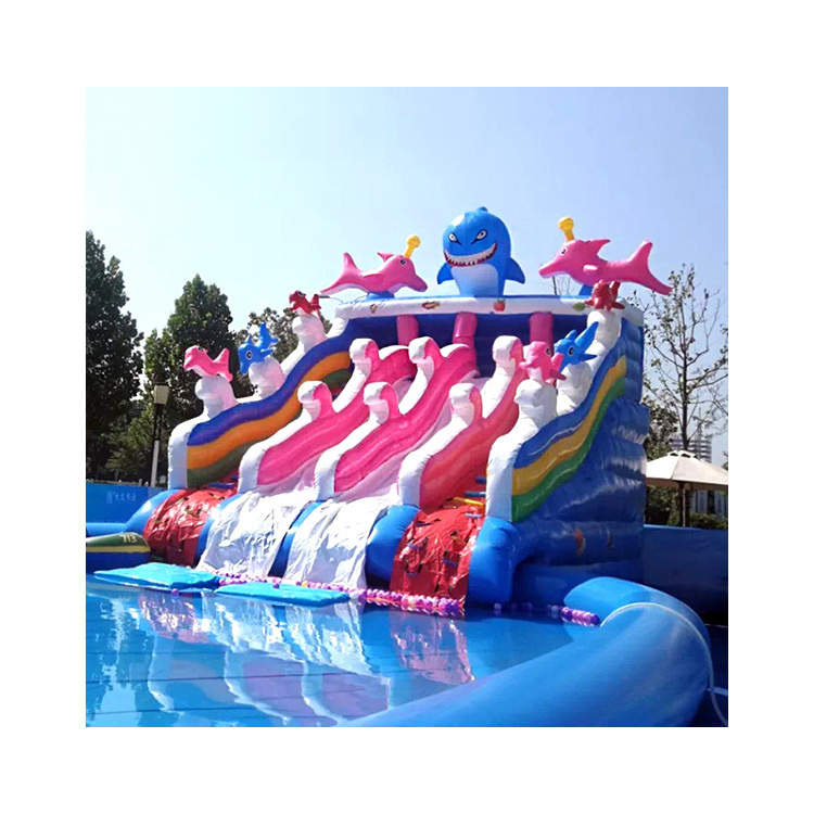 Water Park The Shark Underwater world water slide Aquapark   inflatable castle KIds  Water Slide