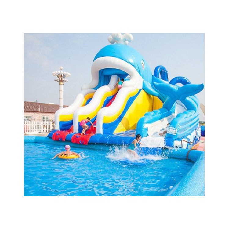 Water Park The Shark Underwater world water slide Aquapark   inflatable castle KIds  Water Slide