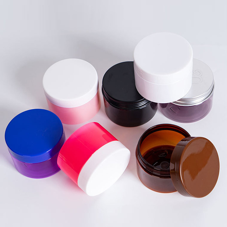 NH 50ml 80ml 100ml 120ml 150ml 200ml 250ml 500ml Pet Clear Cosmetic Cream Jars Plastic Lip Scrub Container With Black Lids