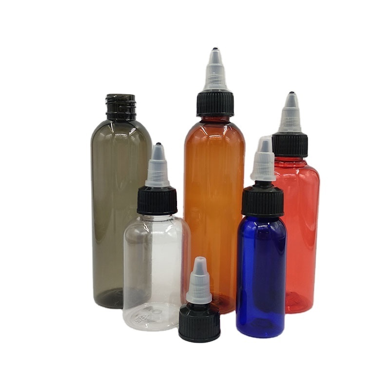 T 30ml 50ml 60ml 100ml 120ml Clear PET Twist Top Cap Applicator Mini Squeeze Bottle for Hair Oil