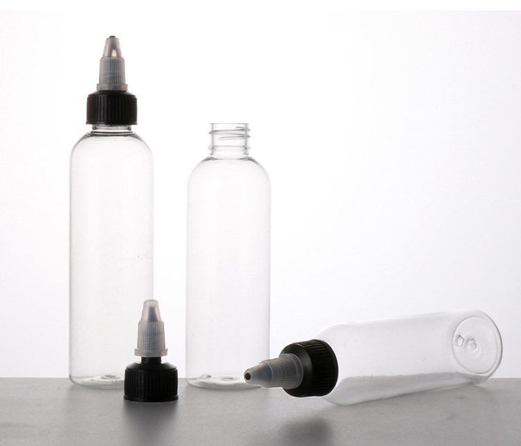 T 30ml 50ml 60ml 100ml 120ml Clear PET Twist Top Cap Applicator Mini Squeeze Bottle for Hair Oil