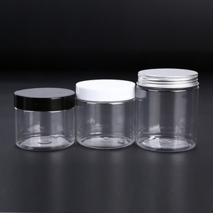 NH 50ml 80ml 100ml 120ml 150ml 200ml 250ml 500ml Pet Clear Cosmetic Cream Jars Plastic Lip Scrub Container With Black Lids