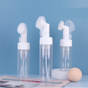 NH Cosmetic Facial Cleanser Mousse 100ml 150ml 200ml Clear White Plastic Pet Liquid Soap Foam Pump Bottle With Silicone Brushes