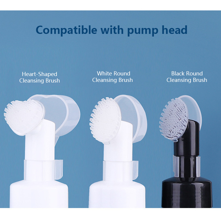 NH Cosmetic Facial Cleanser Mousse 100ml 150ml 200ml Clear White Plastic Pet Liquid Soap Foam Pump Bottle With Silicone Brushes