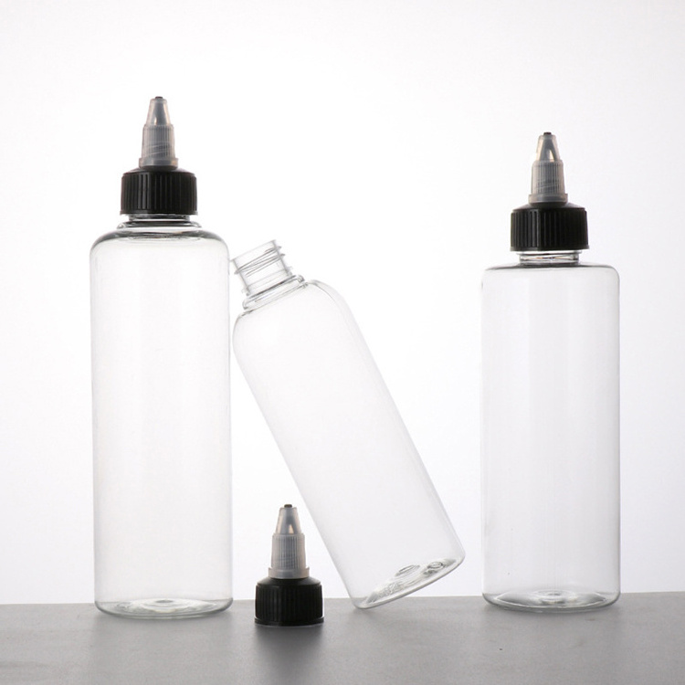 T 30ml 50ml 60ml 100ml 120ml Clear PET Twist Top Cap Applicator Mini Squeeze Bottle for Hair Oil