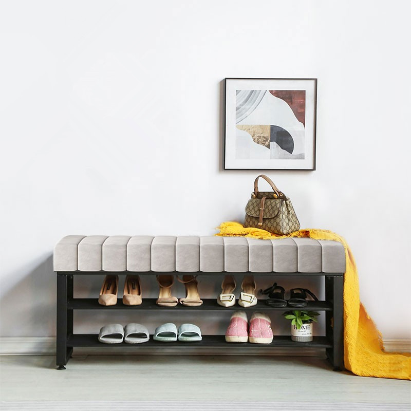 3Tier Shoe Rack Organizer for Closet Entryway with bench  Shelves and Spacious Top, Free Standing, Steel, Industrial