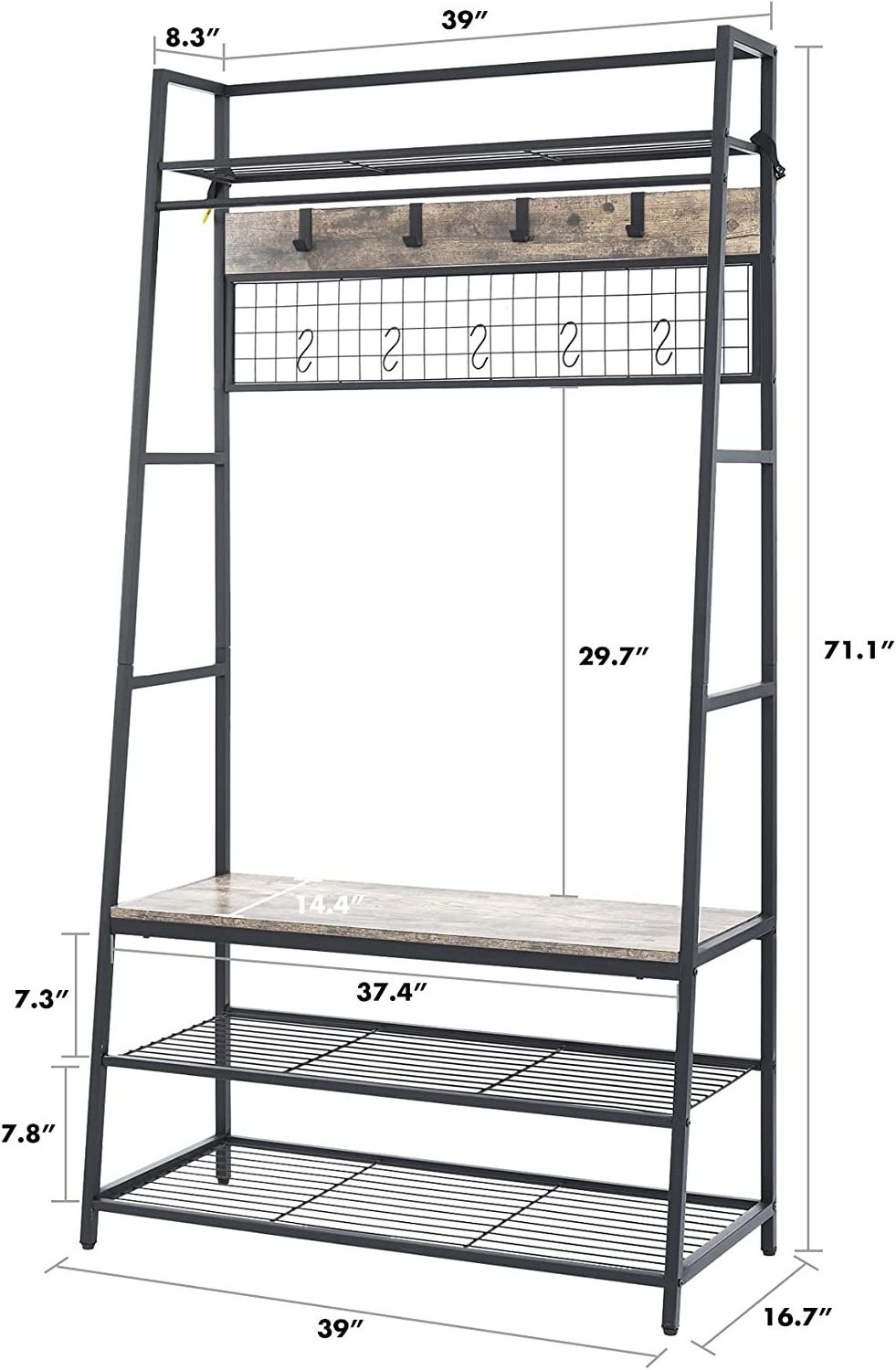 Coat Rack, Hall Tree with Shoe Bench for Entryway, 3-in-1Shoe Rack  for home Freestanding Accent Furniture