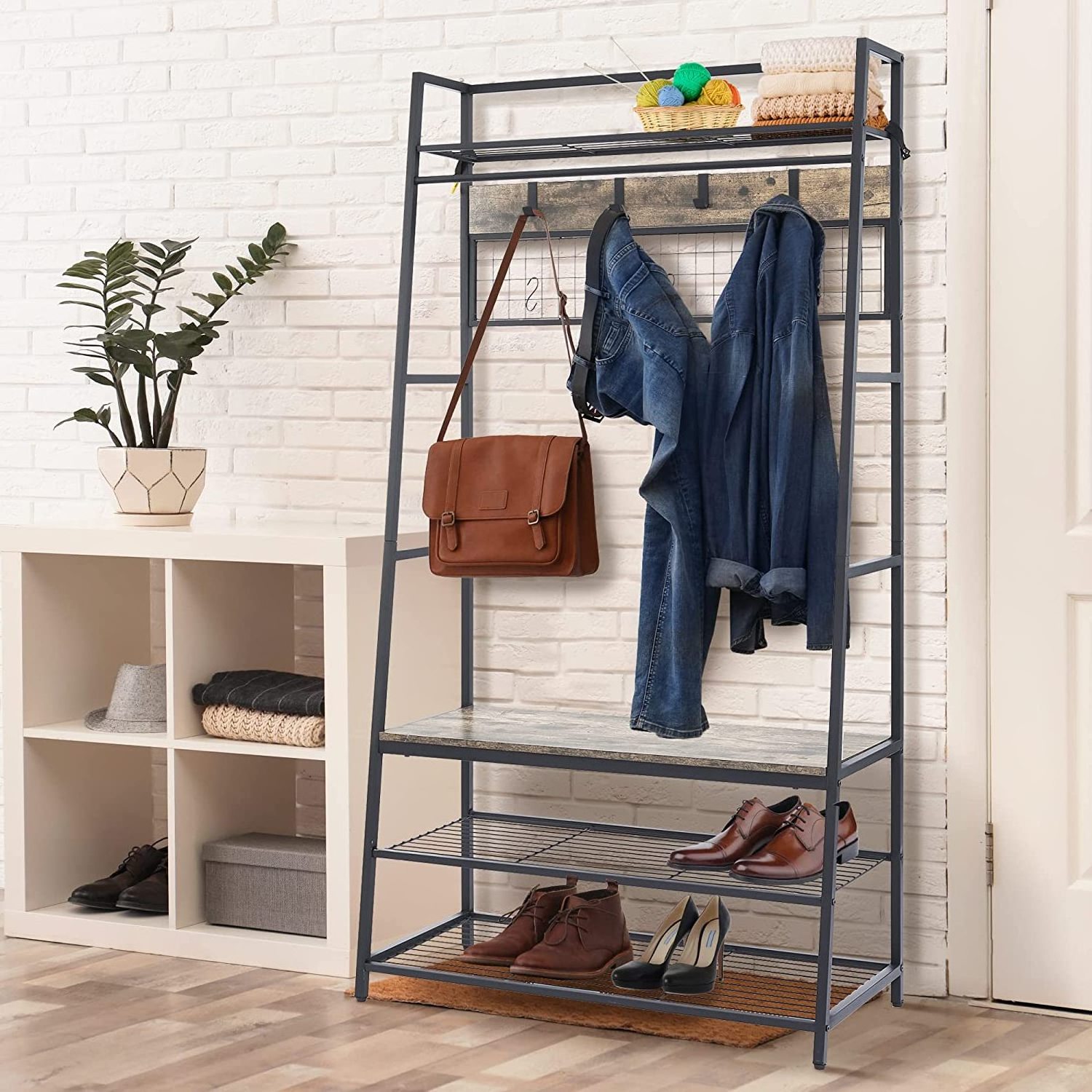 Coat Rack, Hall Tree with Shoe Bench for Entryway, 3-in-1Shoe Rack  for home Freestanding Accent Furniture