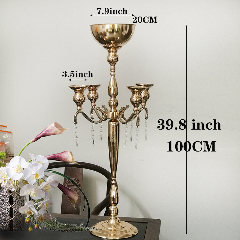 4 Arm Gold Flower Stand Candle Holder Wedding Candle Centerpiece Wedding Table Candle