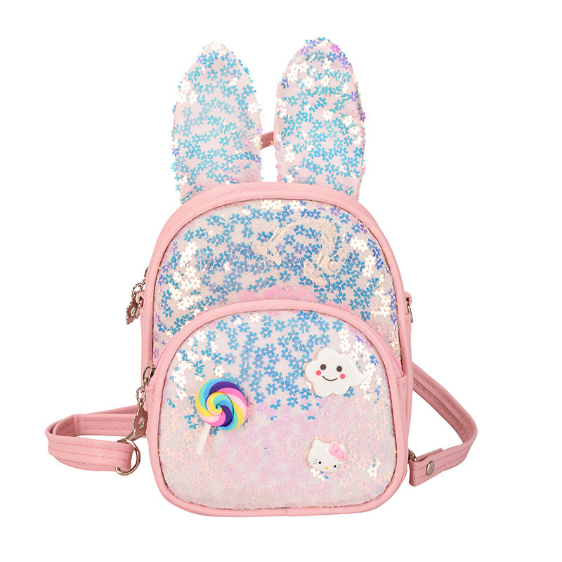 Children Toddler Kids Multifunctional Rabbit Bunny Ear Backpack Book Bag Rabbit Glitter Travel School Bags Backpack For Girl