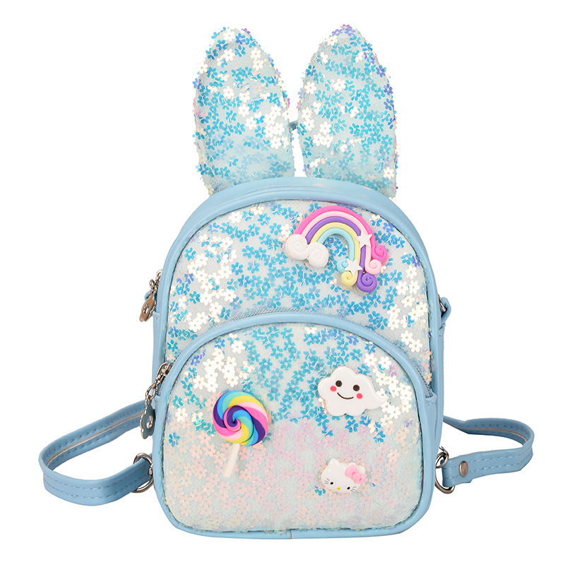 Children Toddler Kids Multifunctional Rabbit Bunny Ear Backpack Book Bag Rabbit Glitter Travel School Bags Backpack For Girl