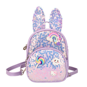 Children Toddler Kids Multifunctional Rabbit Bunny Ear Backpack Book Bag Rabbit Glitter Travel School Bags Backpack For Girl