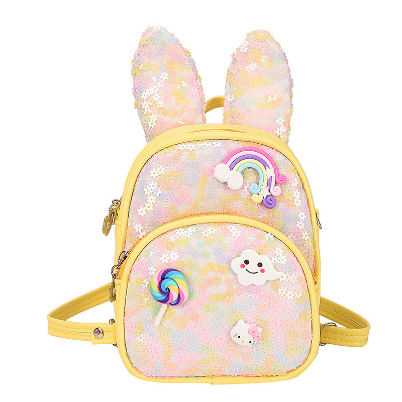 Children Toddler Kids Multifunctional Rabbit Bunny Ear Backpack Book Bag Rabbit Glitter Travel School Bags Backpack For Girl