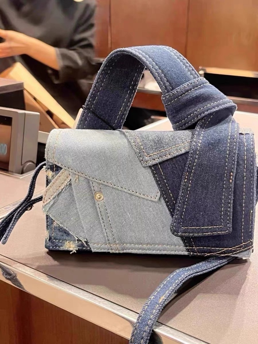 New Design Patchwork Denim Crossbody Bag Girls Casual Mini Shoulder Bags Denim Purse And Handbag For Women