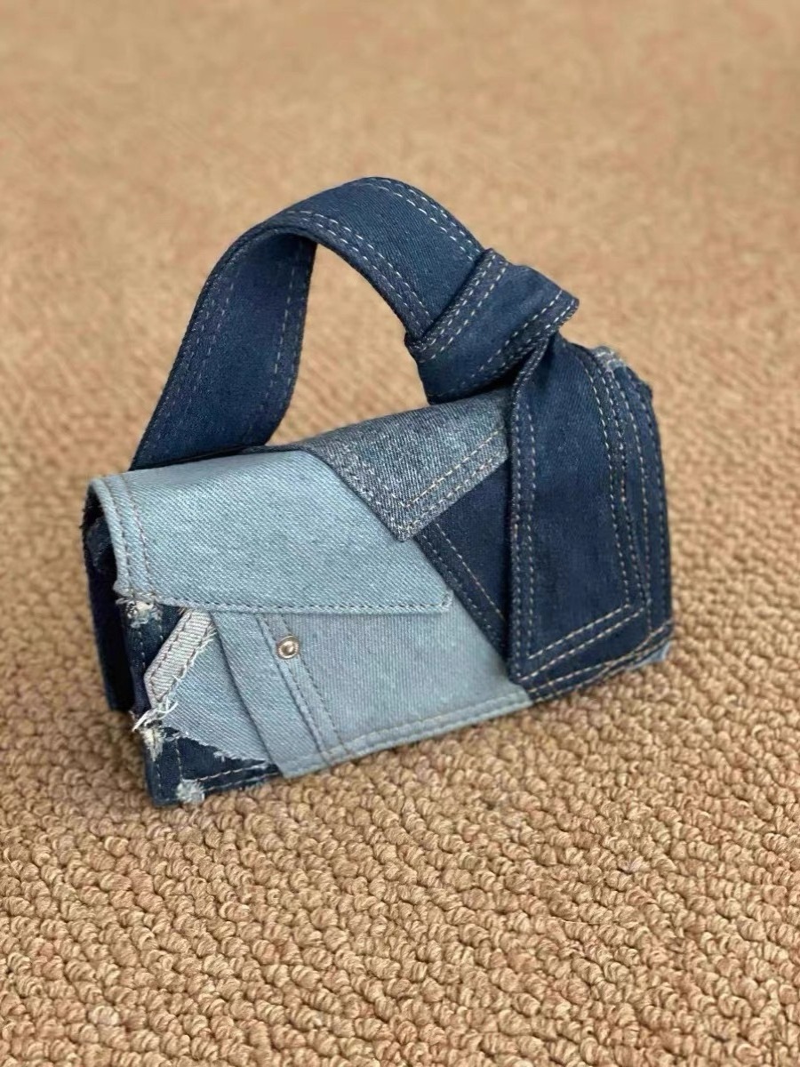 New Design Patchwork Denim Crossbody Bag Girls Casual Mini Shoulder Bags Denim Purse And Handbag For Women