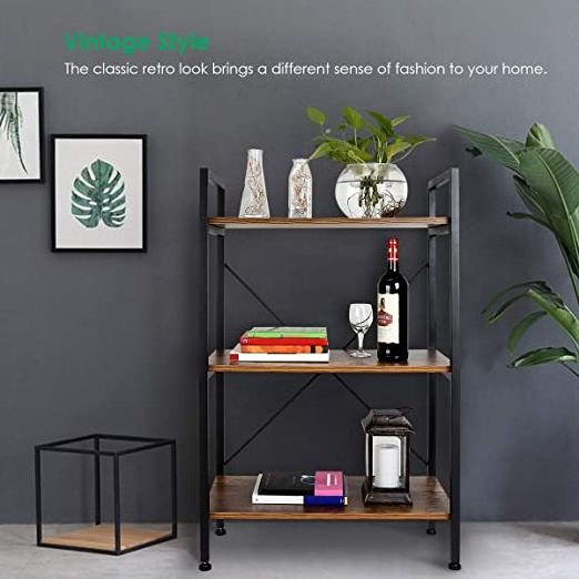 X Office Wall Desktop Bookshelf Organizer 3 Tiered Opening Shelf Bookcase Living Room Furniture Solid Wooden Library