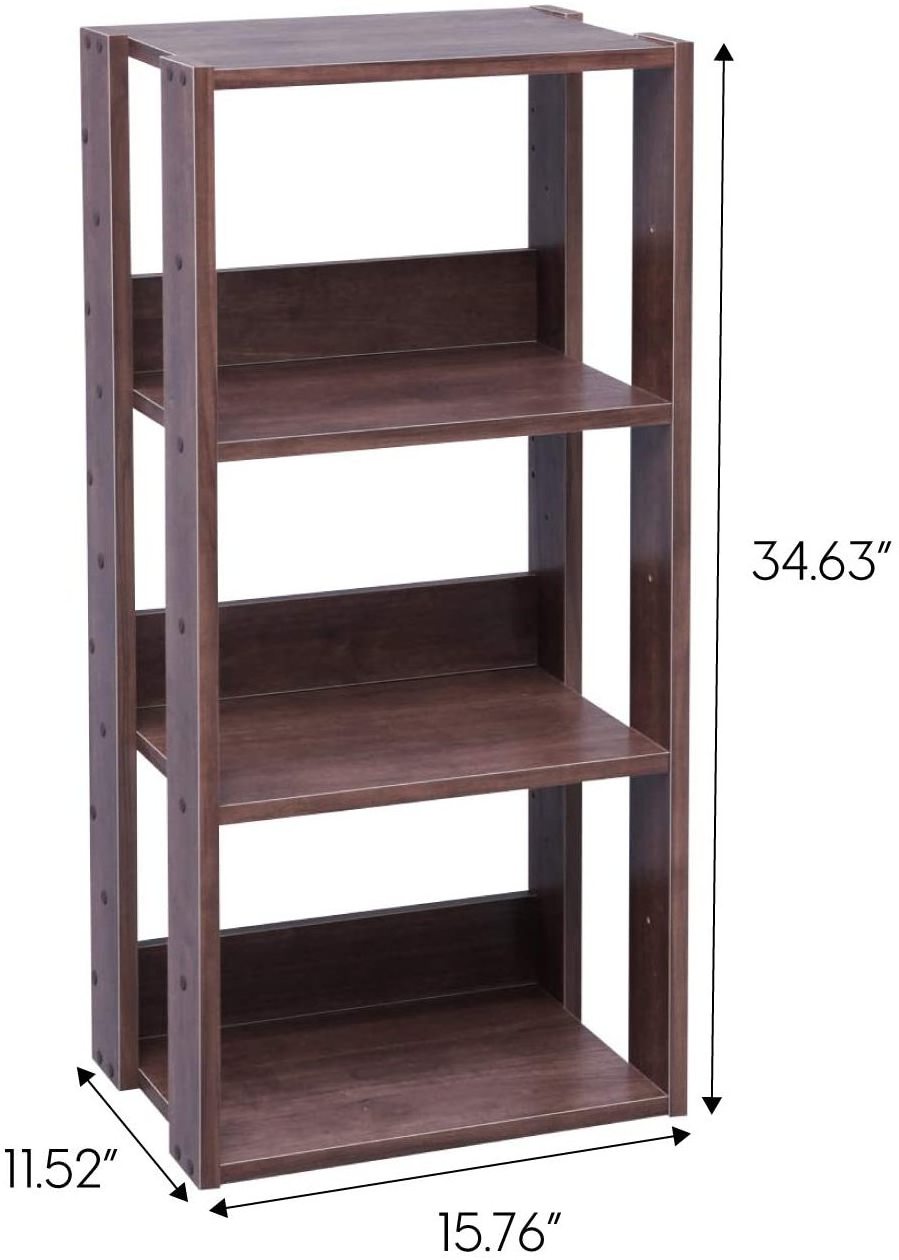 3-Shelf Small Assemble Office Bookshelf Open Wood Shelving Unit book case