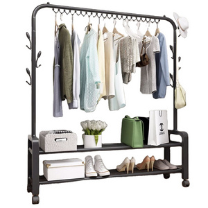 Wholesale New Design Clothes Rack Coat  Stand Stainless Steel Clothes Drying Rack Bag Shoes Storage Hat Hanging Shelf