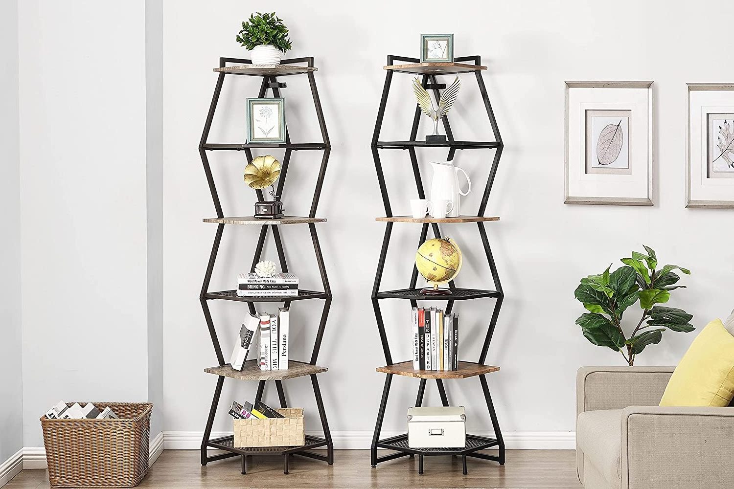 Six-storey industrial corner bookshelf Living room bedroom terraced plant display shelf