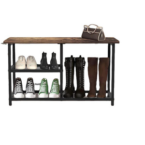 Shoe Rack Bench for Entryway 3-Tier Free Standing Shoe Racks Storage Shelf with Boot Organizer Rustic Shoe Rack for Small Spaces