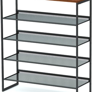 Shoe Rack - Sturdy Steel Shoe for Closet or Entryway and Strong Mesh Shelves - Industrial Style Free Standing Storage Shelves