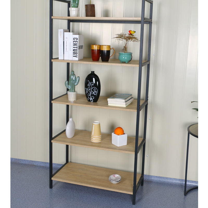 No Assembly Storage Shelves 5 Tiers Bookcase Home Office Cabinet Industrial Standing Racks Folding Bookshelf Wall Bookshelf