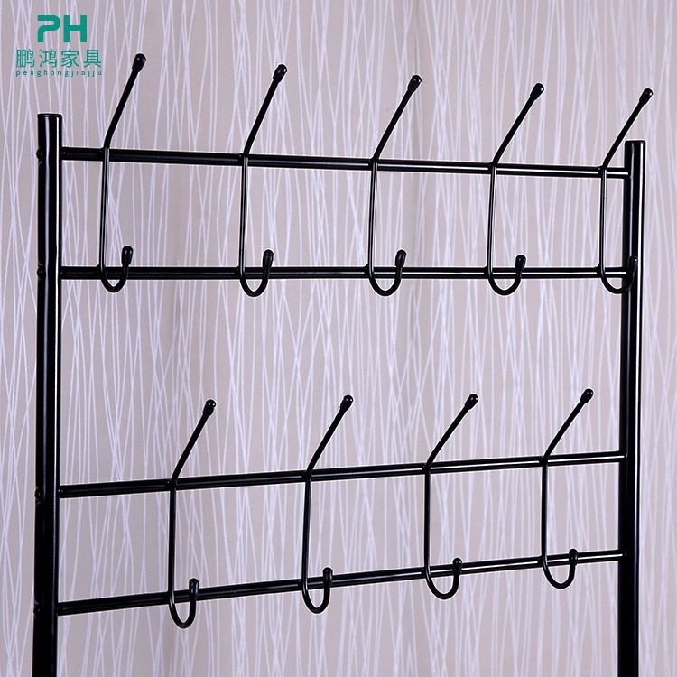 Vintage furniture Stainless steel coat hook rack coat rack free standing wooden clothes tree with shoe storage coat hanger