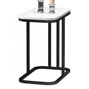 Nordic Simple Marble Top Steady Metal Frame Black Corner End Table Coffee Tables Small Square Side Tables For Living Room