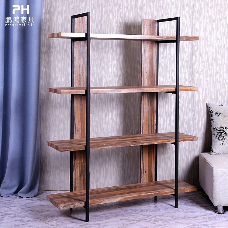 Multilayers Industrial Style Bookshelf Wooden Display Ladder Shelf Modern Panel Bookcase Wall Bookshelf