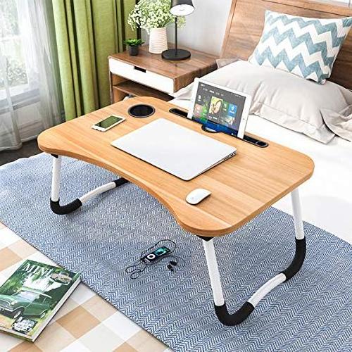 Laptop Desk Portable Laptop Bed Tray Table Notebook Stand Reading Holder With Foldable Legs & Cup Slot