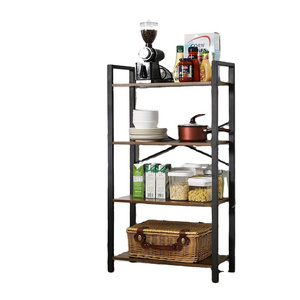 Industrial Design Rustic Brown 4-Tier Wooden Wall Bookshelf Storage Rack bookcase