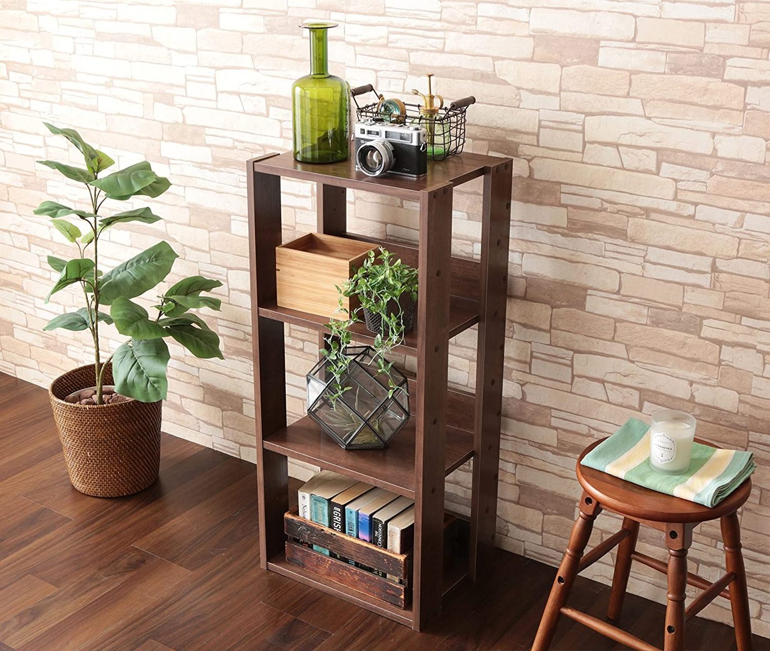 3-Shelf Small Assemble Office Bookshelf Open Wood Shelving Unit book case