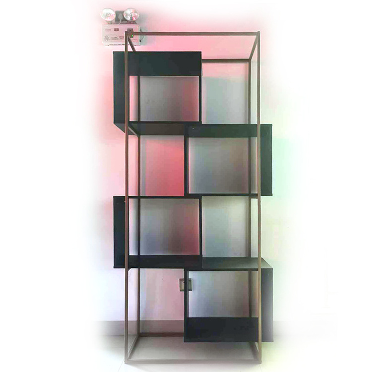 Large 4 Tier Bookshelf Industrial Wooden Metal Cube Shelving Unit Modern Wide bookcase for Living Room