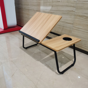 High Quality  MDF+PVC Multifunctional Portable Height Adjustable Folding Laptop Table With Cup Holder