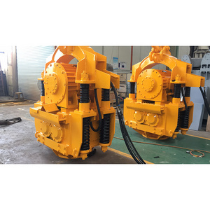 Crane mounted electric vibratory hammer pile driver for concrete pile