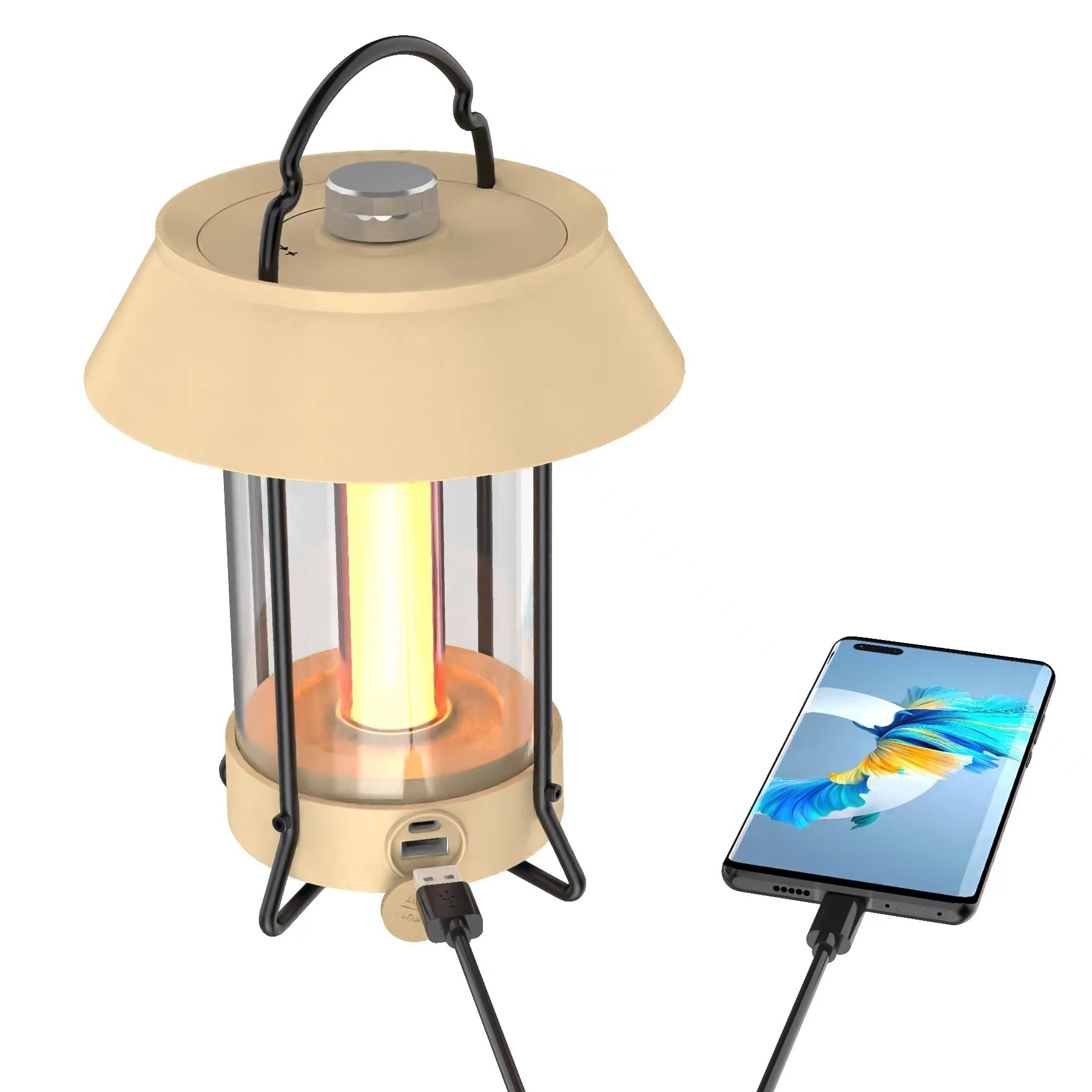 Factory Hot Sale Battery Operated LED Retro Outdoor WaterProof Hanging Tent Light USB Portable Camping Lantern