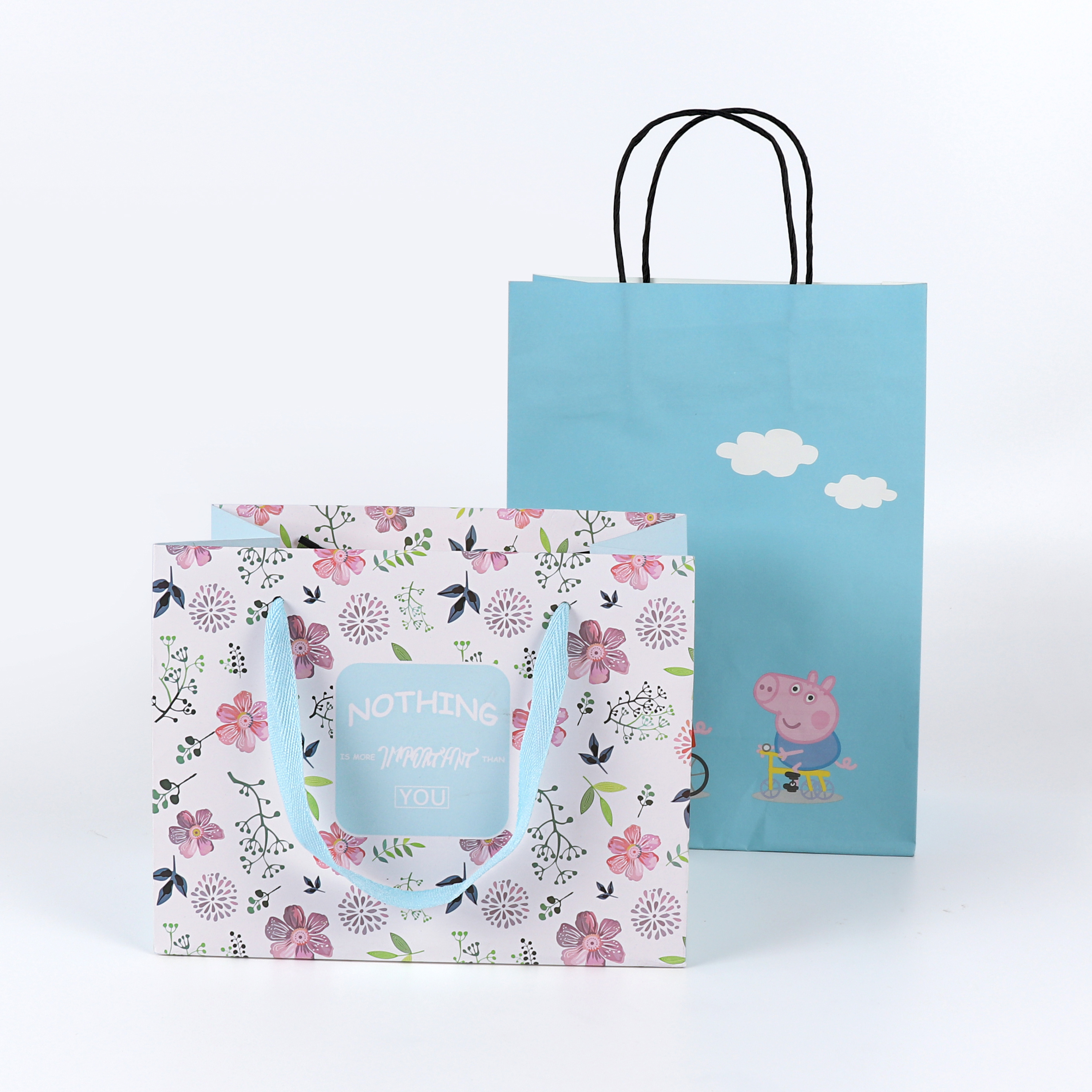 customized logo design victorias secret pink luxury paper bag gift packaging bag shopping paper bag with ribbon handle