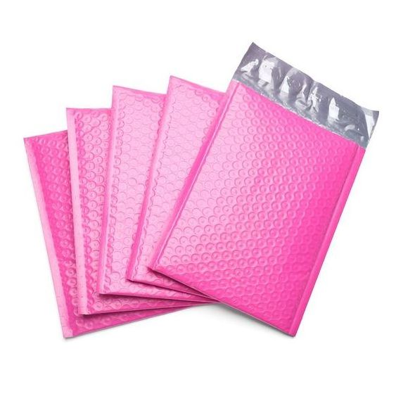 Wholesale Custom Pink Padded Envelope For Clothes Packaging  Matte Pink Bubble Mailers With Logo Shipping Bags