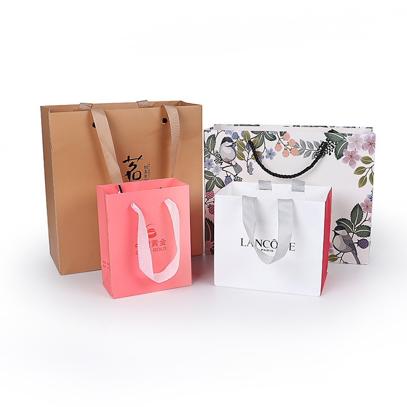 customized logo design victorias secret pink luxury paper bag gift packaging bag shopping paper bag with ribbon handle