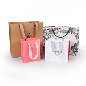 customized logo design victorias secret pink luxury paper bag gift packaging bag shopping paper bag with ribbon handle