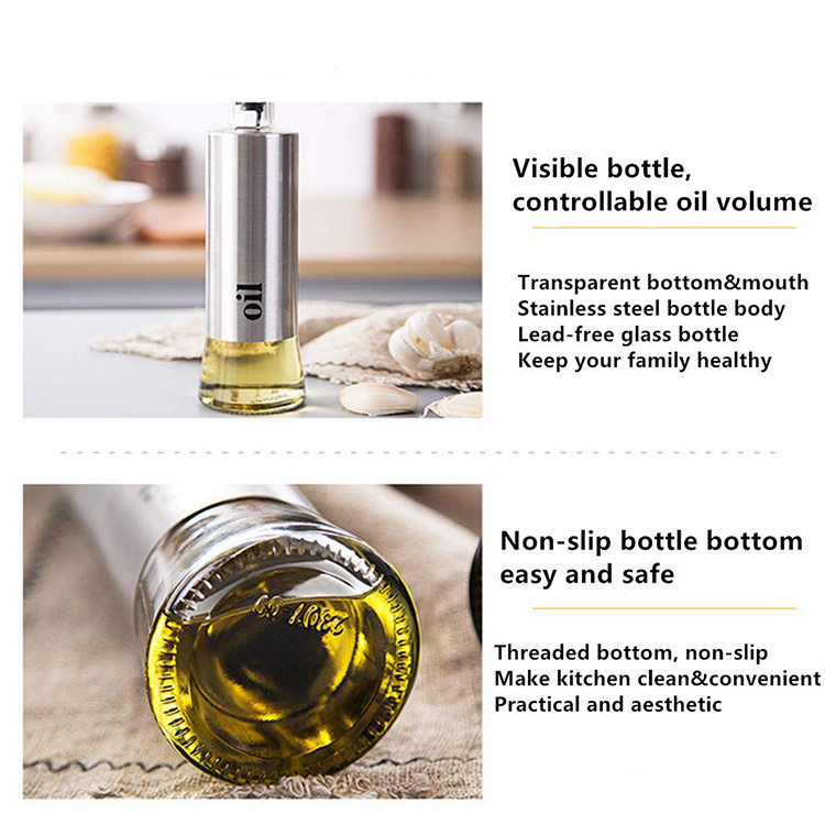 kitchen baking cooking supplies kitchen tools glass and stainless steel oil dispenser bottle oil venegar dispenser