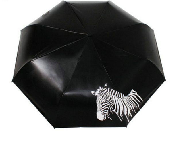 Black glue sunscreen anti-ultraviolet discoloration zebra umbrella outdoor creative rain and shine dual-use umbrella